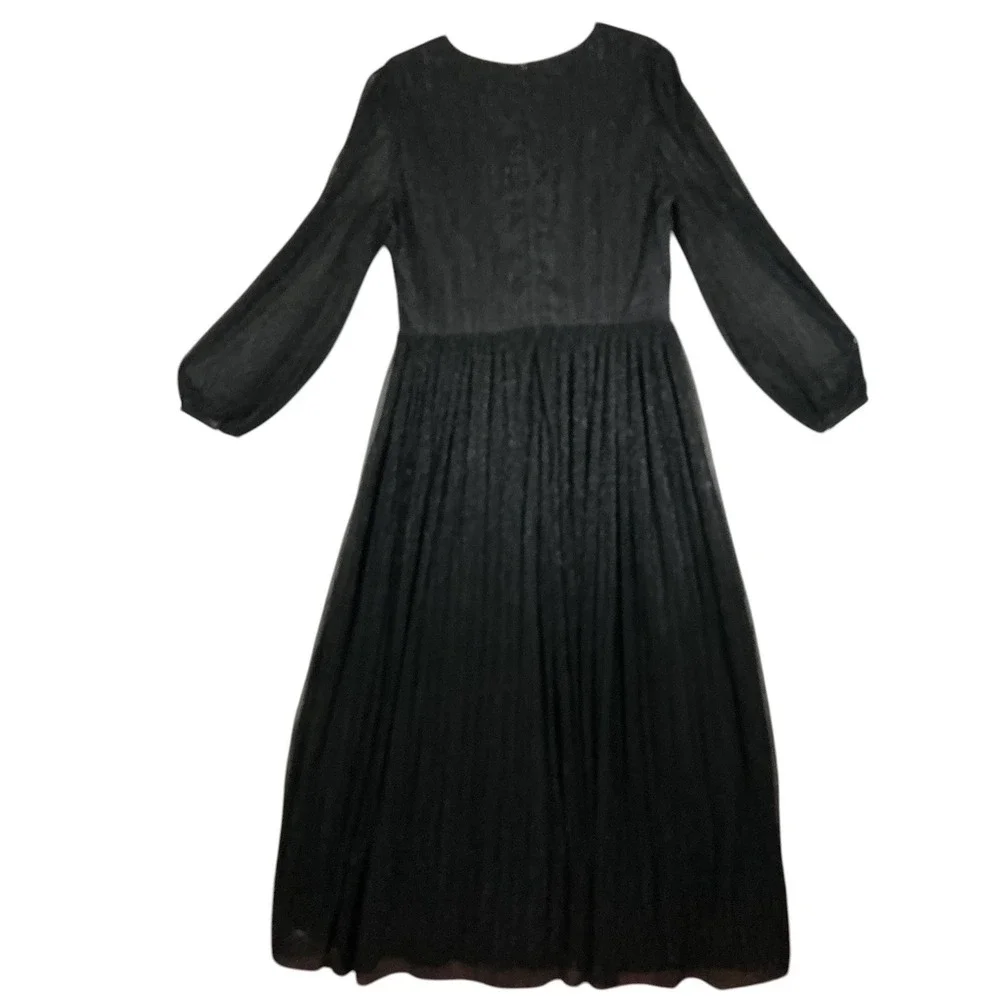 Alex Marie Womens Black V-Neck Long Sleeve Evening Dress Size 18 NEW - Picture 2 of 8
